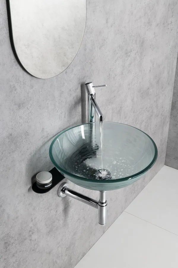 Sapho Tetris, nástenné okrúhle umývadlo s držiakom pre podomietkovou batériu, 415x140mm, biela, TZ429-02