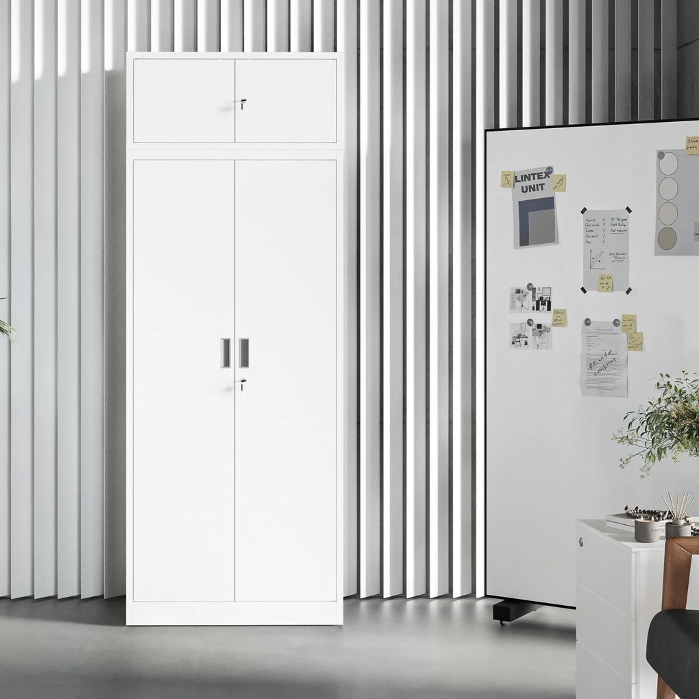 Kovová šatníková skriňa do šatní a chodieb JAN Compact 1750 x 800 x 400 mm, biela