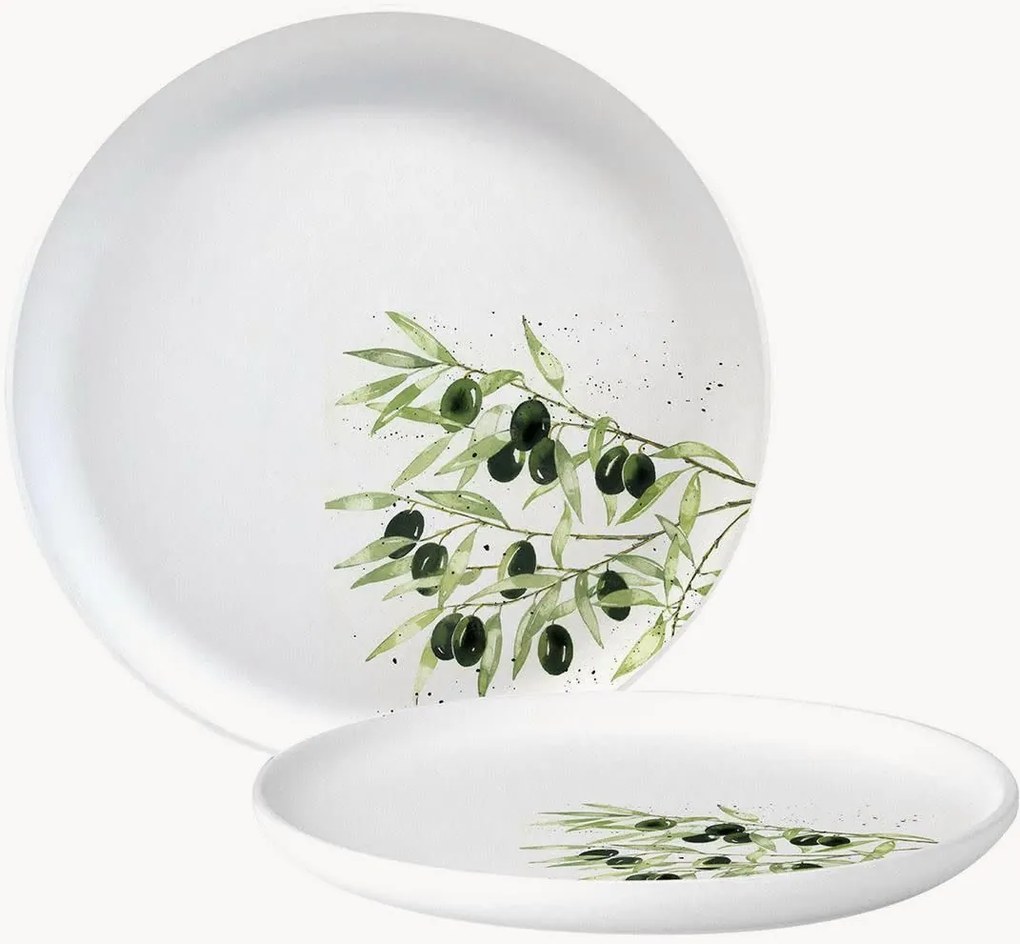 Plytký tanier z nového kostného porcelánu Olives
