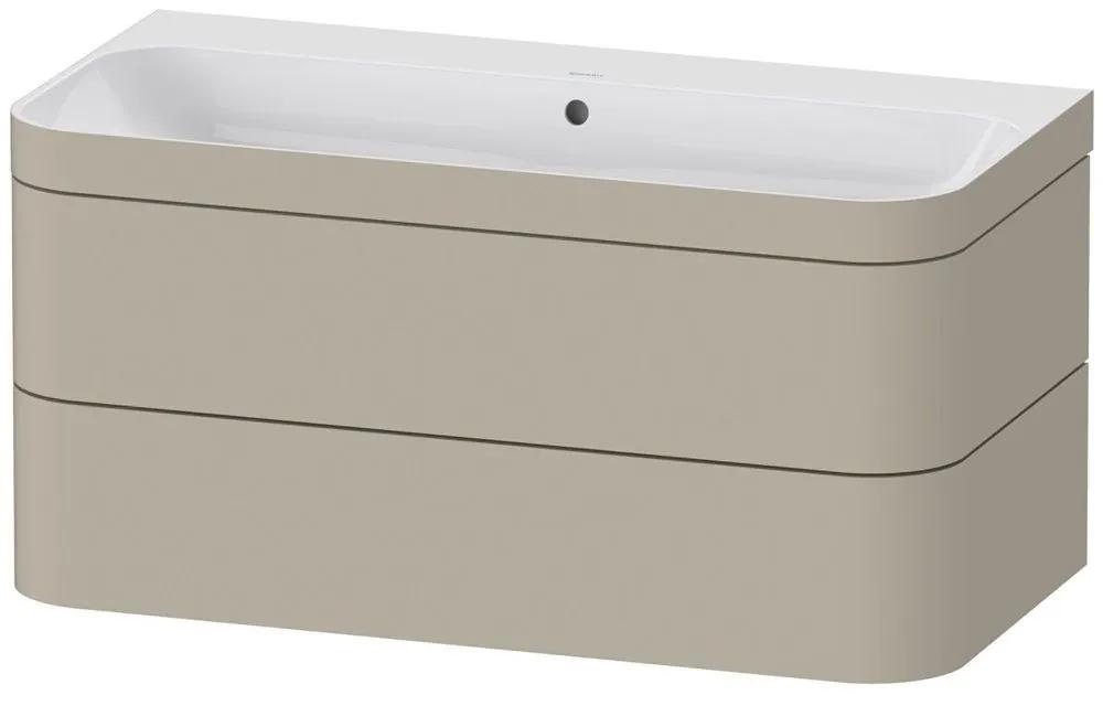 DURAVIT Happy D.2 Plus c-bonded závesná skrinka s nábytkovým umývadlom bez otvoru, 2 zásuvky, 975 x 490 x 480 mm, taupe matná lakovaná, HP4638N6060