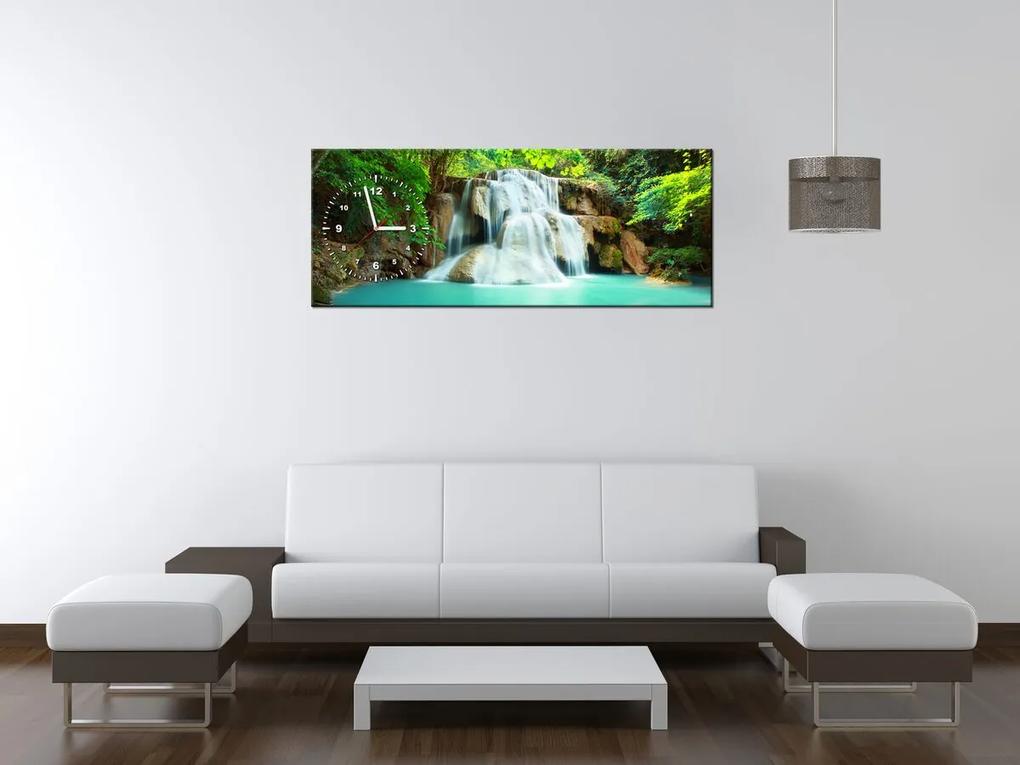 Gario Obraz s hodinami Vodopád v Thajsku Rozmery: 100 x 40 cm
