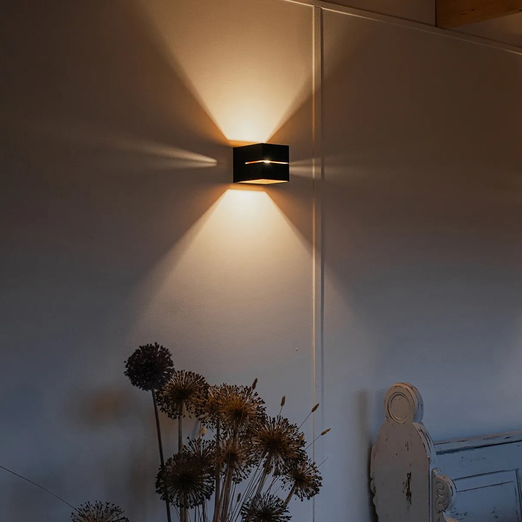 Moderná nástenná lampa čierna a zlatá 9,7 cm - Transfer Groove