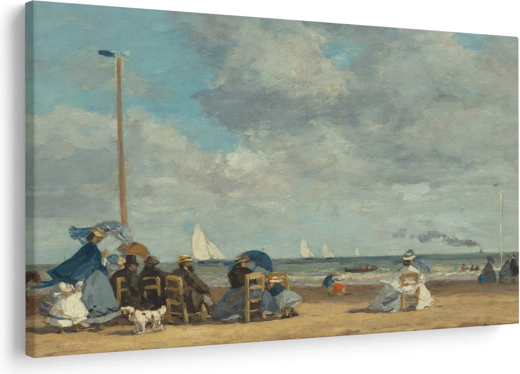 Obraz - Eugène Boudin, Beach at Trouville, reprodukcia (90x60 cm)