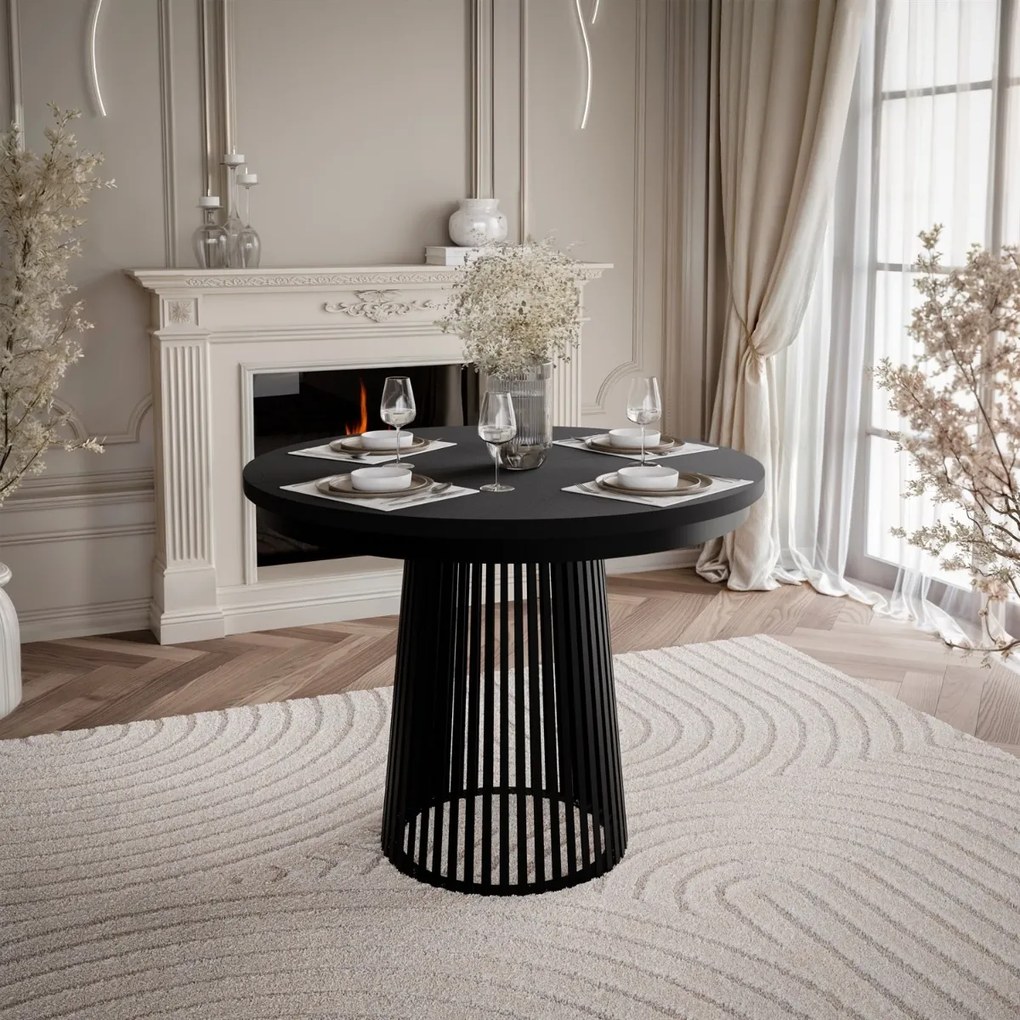 OKRÚHLY ROZKLADACÍ JEDÁLENSKÝ STÔL SIMEON ČIERNY 100 / 180 cm