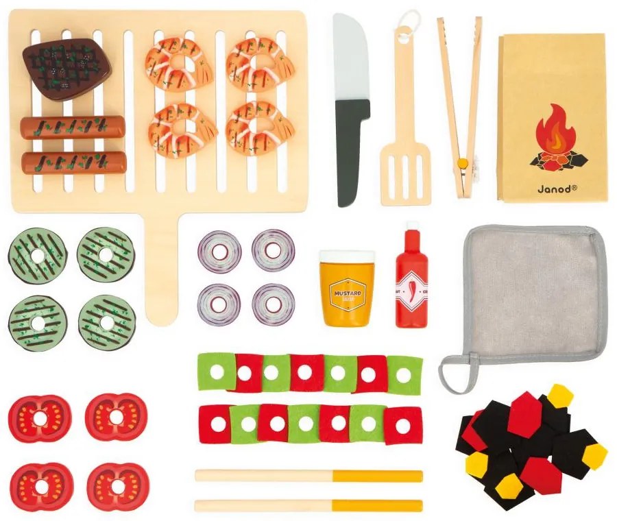 Drevený gril s doplnkami