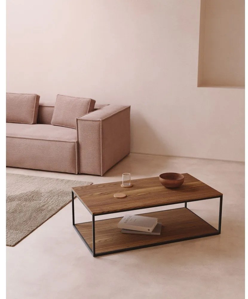 Konferenčný stolík v tmavoprírodnej farbe s doskou v dekore orechového dreva 60x110 cm Yoana – Kave Home