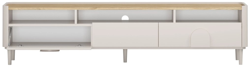 TV stolík Amilio 200 cm na nožičkách - kašmírová / dub olejovaný