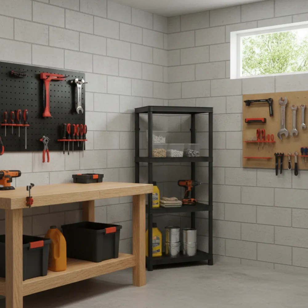 Regál do dielne STACKARO SOLID SMALL, 58x28x131,5cm, čierna Prosperplast