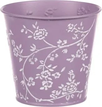 Obal na kvetináč fialový s bielymi ružami, 14 cm%