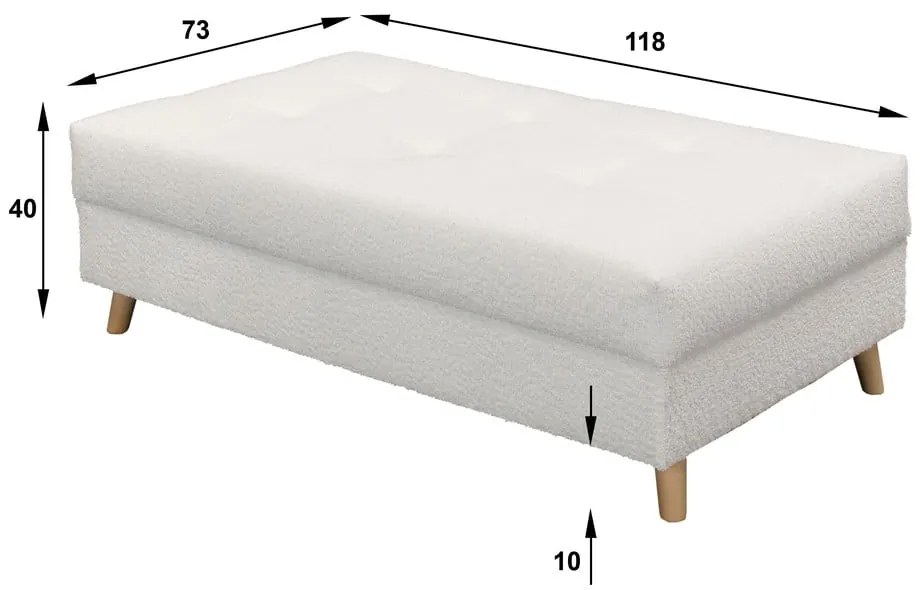 Biely taburet z textílie buklé Ariella – Ropez