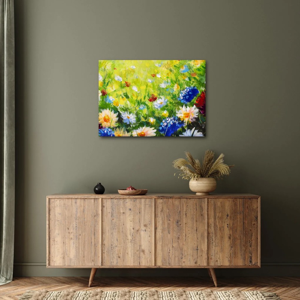 Obraz rozkvitnutej lúky, olejomaľba (70x50 cm)