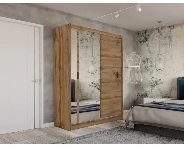 Šatní skriňa so zrkadlom SABRINA 180x215 cm dub woltan