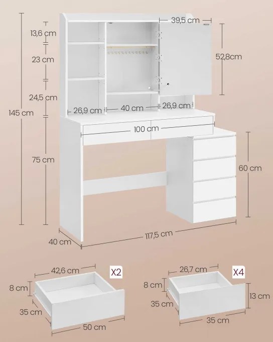 Toaletný stolík s LED osvetlením RDT624W01