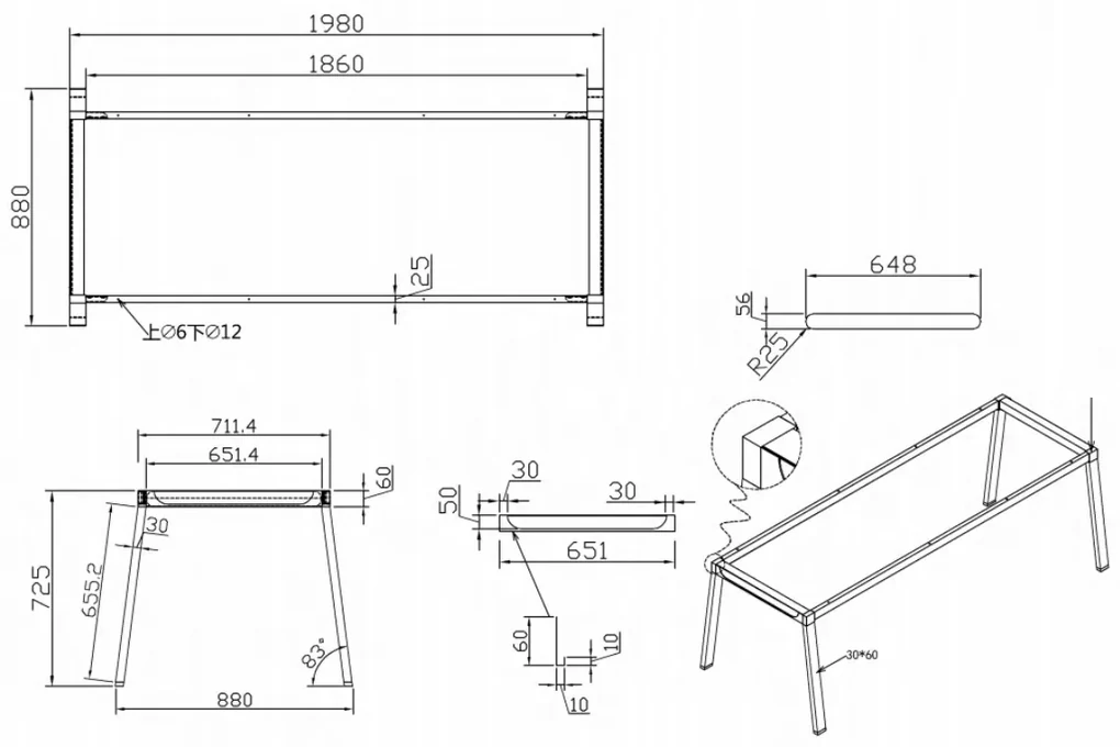 Kancelársky pracovný stôl PRIMO BASIC, sivostrieborná podnož, 2000 x 900 mm, sivá