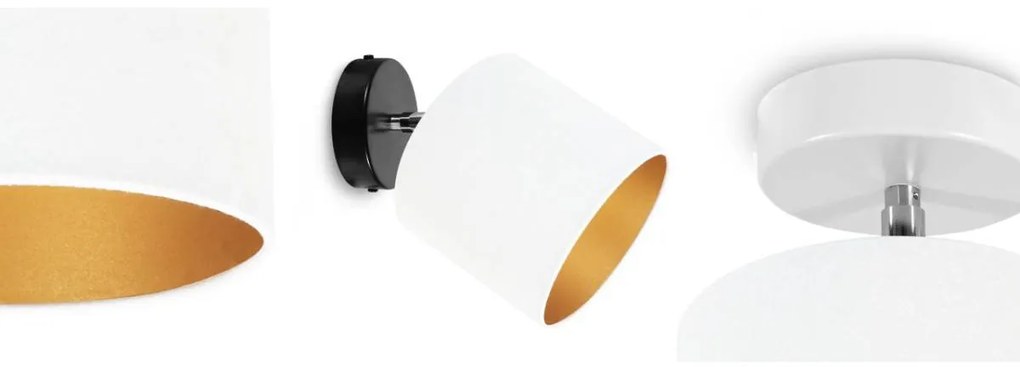 Bodové svietidlo Mediolan, 1x biele/zlaté textilné tienidlo, (výber z 2 farieb konštrukcie - možnosť polohovania)