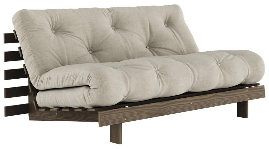 Sivobéžová ľanová rozkladacia pohovka 160 cm Roots Carob – Karup Design