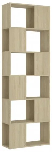 vidaXL Knižnica/deliaca stena biela a dub sonoma 60x24x186 cm drevotrieska-