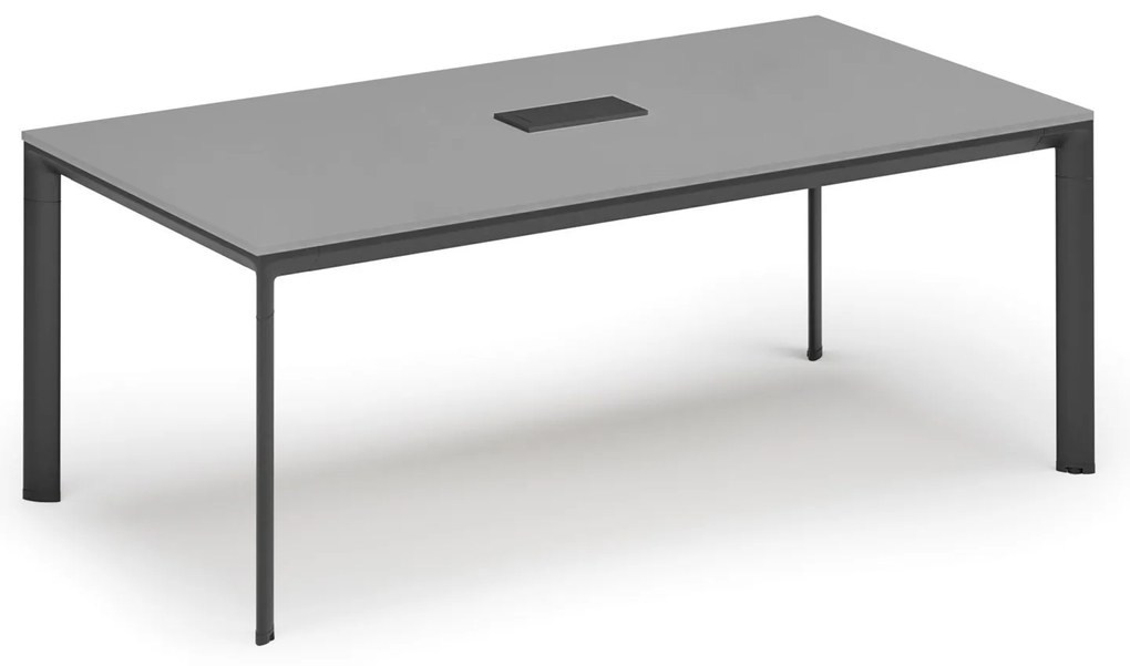 Rokovací stôl PRIMO INVITATION, 240x120 cm, sivá + stolná zásuvka TYP VI, čierna
