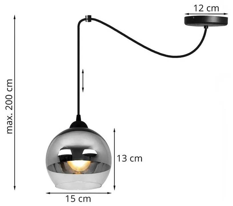 Závesné svietidlo BERGEN SPIDER, 1x chrómové/transparentné sklenené tienidlo (fi 15cm)