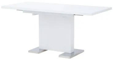 Rozkladací stôl v bielom lesku na oceľovej nohe EVER NEW