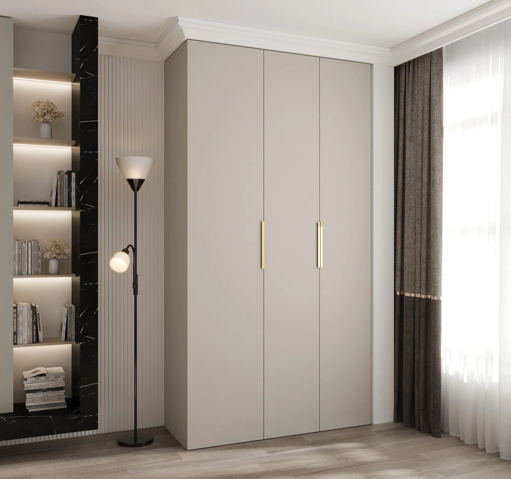 Šatníková skriňa 130 cm Carmela 40-4 (kašmír + zlatá). Akcia -20%. Vlastná spoľahlivá doprava až k Vám domov. 1126648