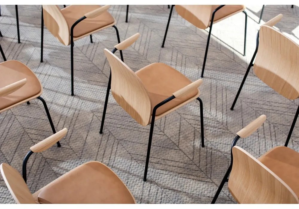 Hnedé/koňakovohnedé jedálenské stoličky v súprave s podrúčkami/stohovateľné 2 ks v dekore orecha Book – Gazzda