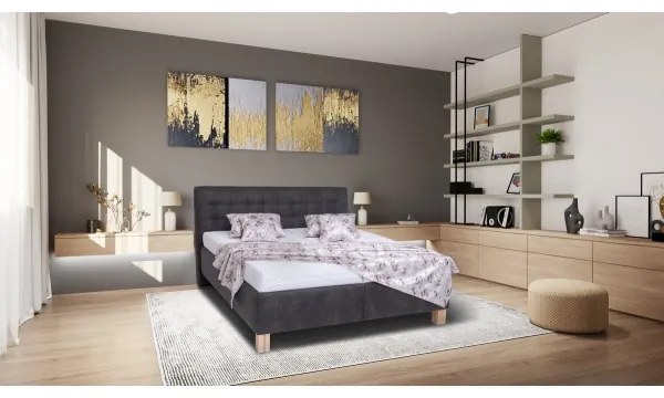Čalúnená posteľ s matracom a úložným priestorom VIOLET 160x200 cm tmavosivá
