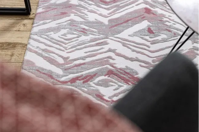 Koberec AKRYL DIZAYN 121 jasný sivý / jasný ružový