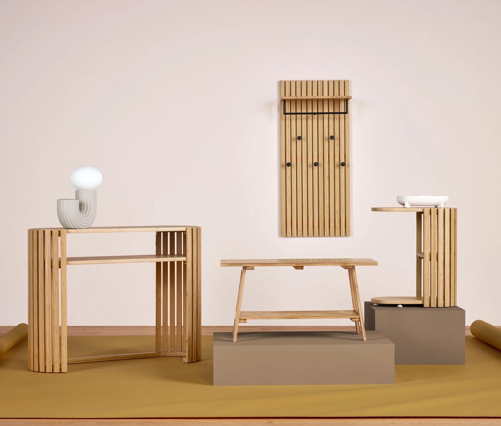 Vešiaková skriňa »HOLT« z bambusu s lamelovými prvkami