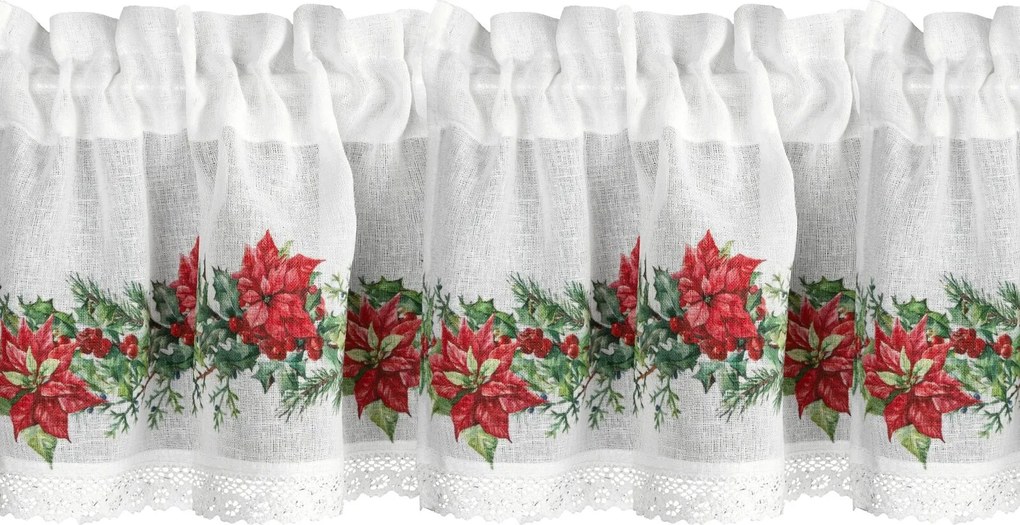 KRÁTKA VIANOČNÁ ZÁCLONA NA PÁSKE XMAS5 150X30 CM VZOROVANÁ