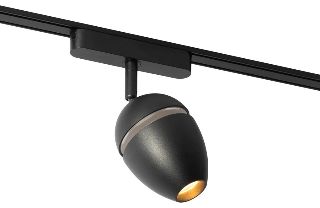 Moderné čierne bodové svetlo pre 1-fázový koľajnicový systém vrátane LED - Magnetic Eggy