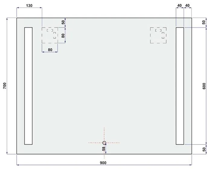 Mereo, Zrkadlo 90x70 cm s LED osvetlením, MER-CN701