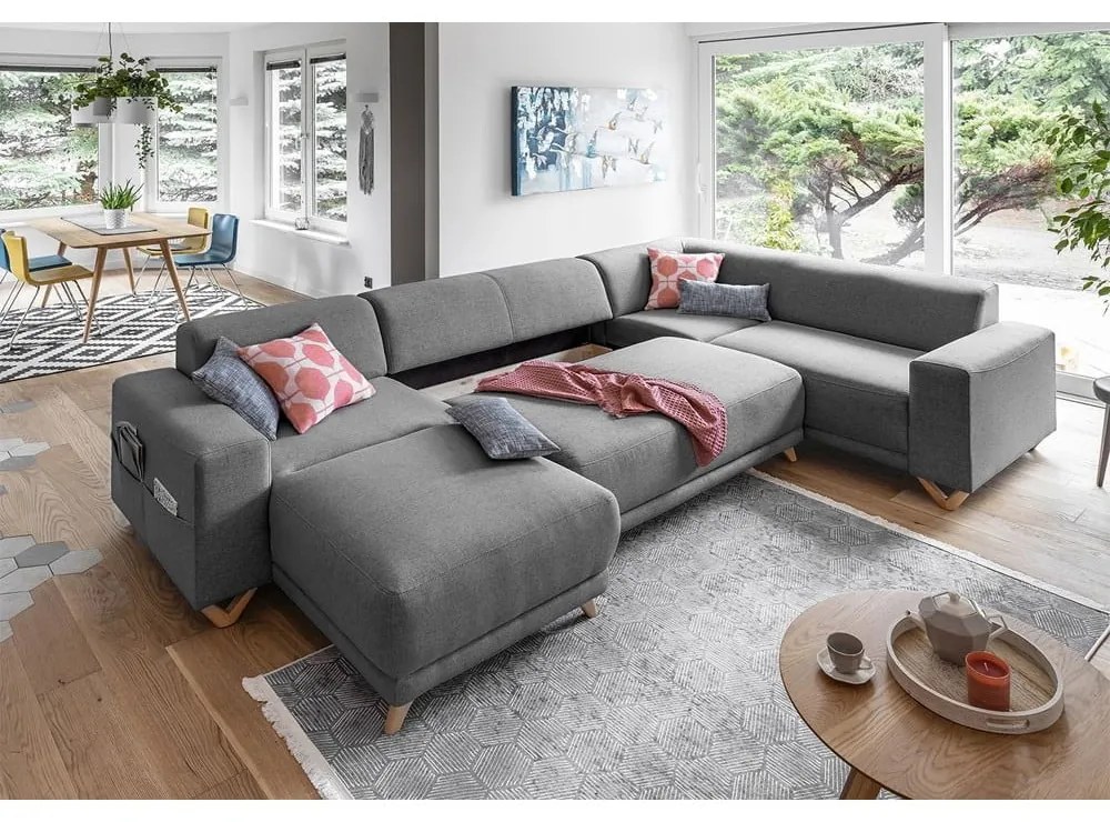 Sivá rozkladacia/s úložným priestorom rohová pohovka (pravý roh/do tvaru "U") Classy Sophie – Miuform