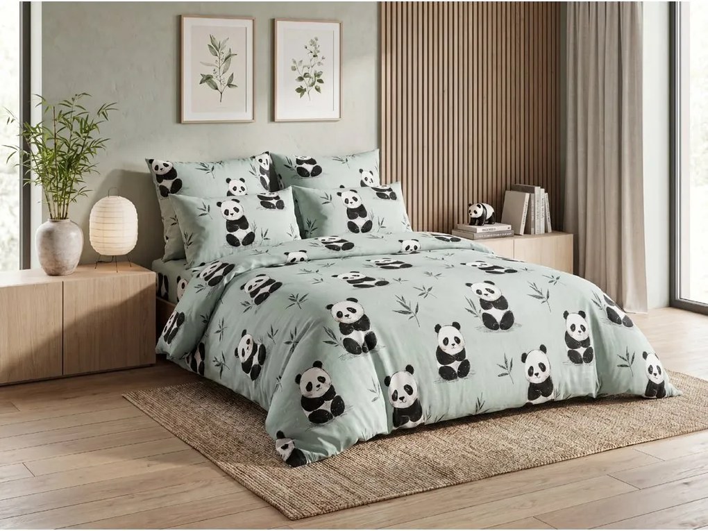 Obliečky z mikrovlákna PANDA RELAX mentolové Rozmer obliečky: 70 x 90 cm | 140 x 220 cm