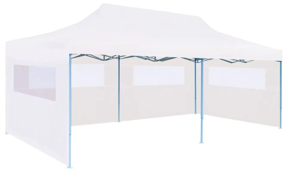 vidaXL Skladací párty stan s bočnými stenami 3x6 m oceľový biely