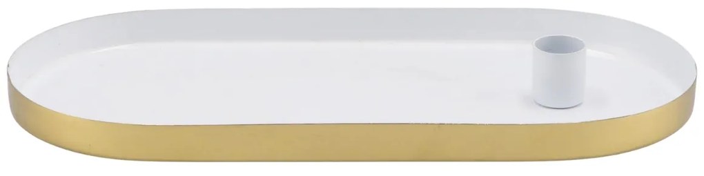 Oválny kovový svietnik MARAKESH 30cm, biely