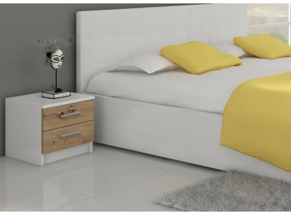 Nočný stolík TOD biela/dub artisan