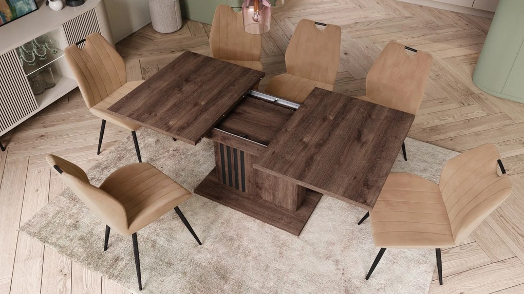 LEONEL Hnedý dub – MODERNÝ ROZKLADACÍ STÔL AŽ DO 180 cm!