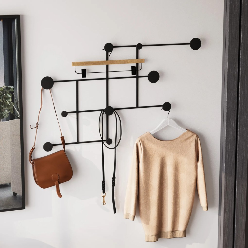 Nástenný kovový vešiak Fatara 112 cm čierny