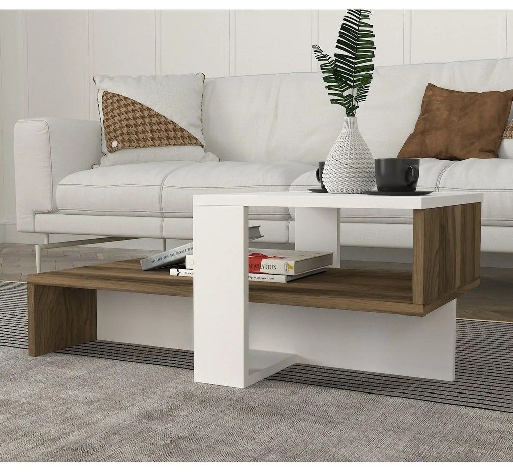 Konferenčný stolík Chain White and Walnut