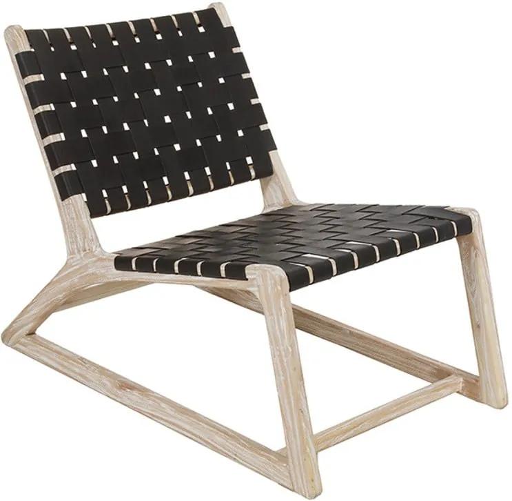 Čierna stolička z dreva mindi a kravskej kože Santiago Pons Tony