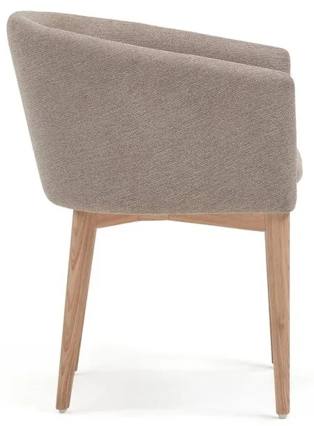 Béžové čalúnené jedálenské kreslo s podrúčkami Harlan – Kave Home