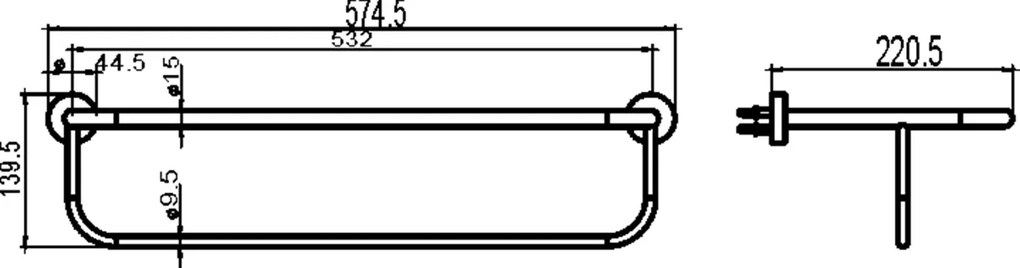 Novaservis - Veľký držiak uterákov so závesom 550 mm chróm, 6845,0