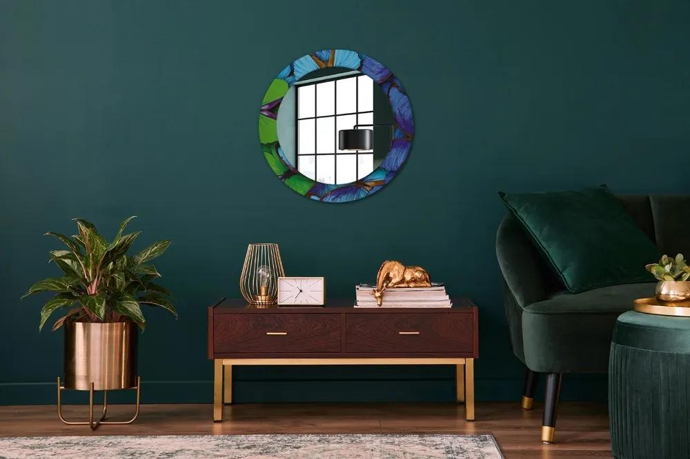 Okrúhle ozdobné zrkadlo Modrý a zelený motýľ fi 60 cm
