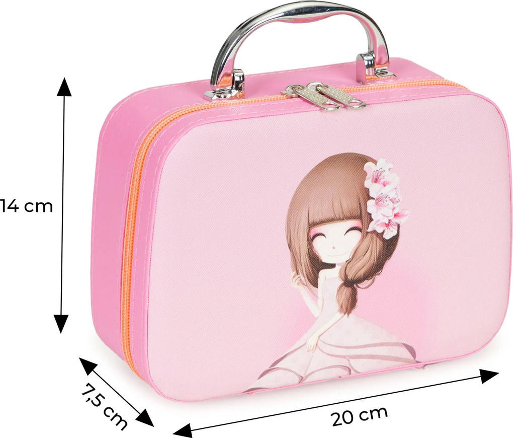 MULTISTORE Detský kozmetický kufrík s LED UV lampou a zrkadlom