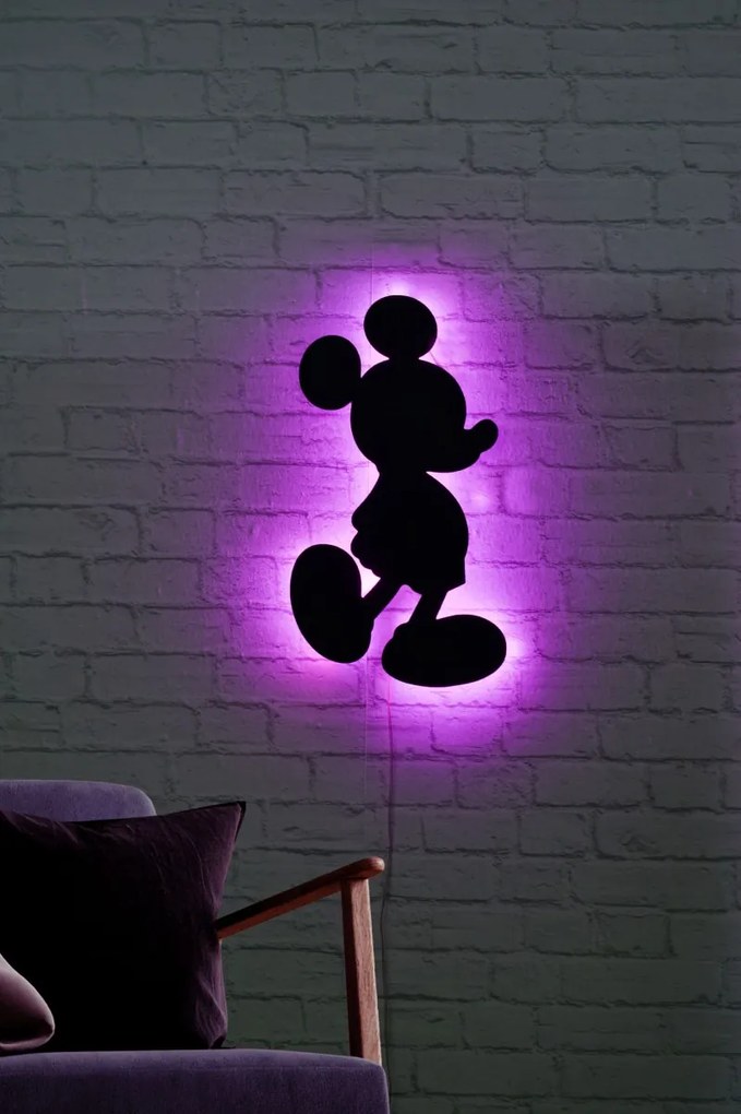Nástenná dekorácia s ľad osvetlením Mickey Mouse ružová