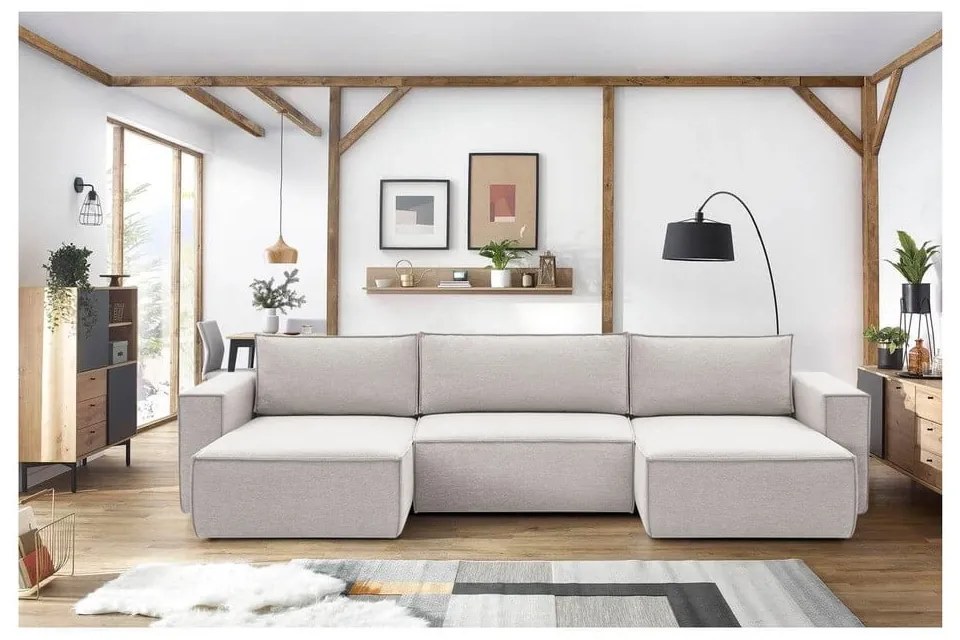 Béžová rohová pohovka do "U" Nihad - Bobochic Paris