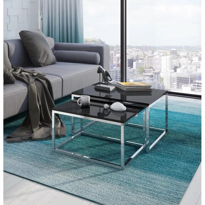 KONFERENČNÝ STOLÍK BELLA ČIERNY LESK + CHRÓM