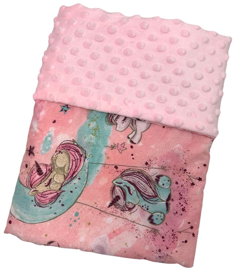 Deka Unicorn/minky ružová 60x70 cm – detská deka s jednorožcom