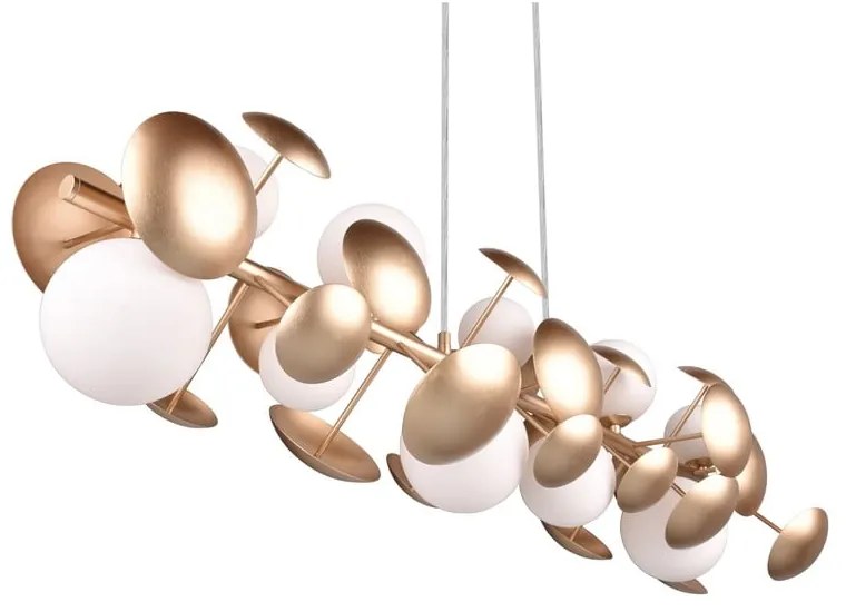 Závesné svietidlo so skleneným tienidlom v zlato-bielej farbe Bubble – Trio Select